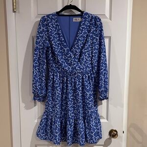 Eliza J Blue Cherry Pattern‎ Long Sleeve Dress size 2
